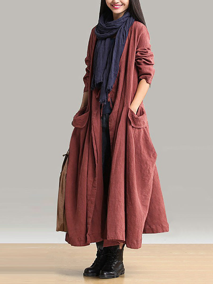 Women Casual Loose Plus Size Printed Long Coat main image 1